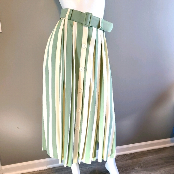 Boutique Europea Dresses & Skirts - Vintage Green and Cream Striped Skirt sz Small